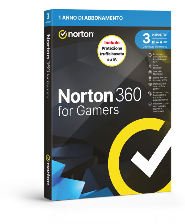 21483705.jpg NORTON 360 FOR GAMERS 2026 -ANTITRUFFA- 3 DISPOSITIVI 12 MESI 50GB - IT BOX - SYMANTEC