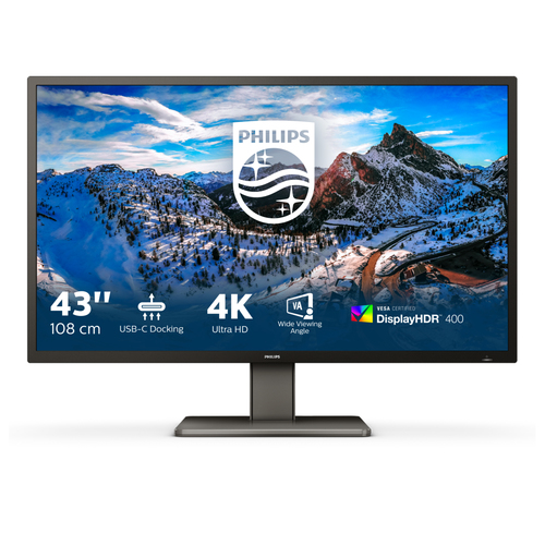 439P1ICE_.jpg PHILIPS MONITOR 42,5 LED VA 16:9 4K UHD 4MS 400 CDM, DP/HDMI HUB USB-C, PIVOT, MULTIMEDIALE