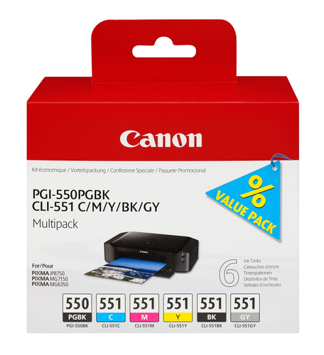 6496B005.jpg CANON CART INK MULTIPACK CLI-551 B/C/M/Y PER MX 925