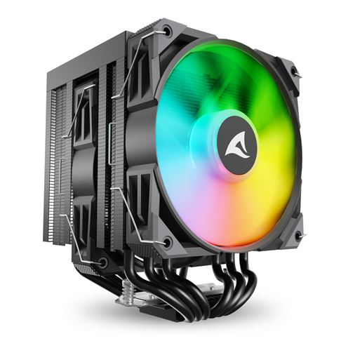 A60RGBBLACK.jpg SHARKOON DISSIPATORE AD ARIA 1X 120MM ARGB PWM FAN, 1X 120MM PWM FAN, 6X COPPER PIPES, DIRECT TOUCH,