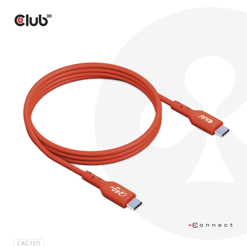 CAC1511ICE_.jpg CLUB3D CAVO USB2 TYPE-C BI-DIRECTIONAL USB-IF CERTIFIED CABLE DATA 480MB PD 240W(48V/5A) EPR M/M 1M