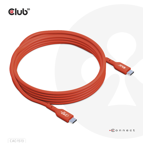 CAC1513ICE_.jpg CLUB3D USB2 TYPE-C Bi-DIRECTIONAL USB-IF CERTIFIED CABLE DATA 480Mb, PD 240W(48V/5A) EPR M/M 3m / 9