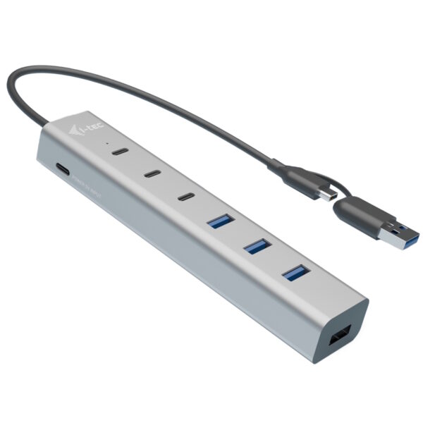 CAHUBMETAL7.jpg I-TEC USB-C/USB-A CHARGING METAL HUB 7 PORT (3X USB-C, 4X USB-A)