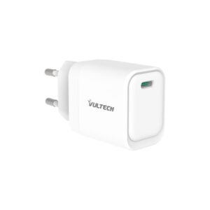 VULTECH CARICATORE ADATTATORE UNIVERSALE, 1 X TYPE-C PD30W GAN PPS 33W, BIANCO COMPATTO