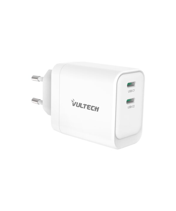 CC452C.jpg VULTECH CARICATORE ADATTATORE UNIVERSALE, 2 X TYPE-C, PD45 GAN PPS 45W, BIANCO COMPATTO