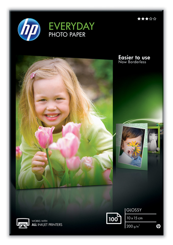 CR757A.jpg HP CARTA FOTOGRAFICA LUCIDA HP EVERYDAY GLOSSY PHOTO PAPER - 100 FOGLI/10X 15 CM