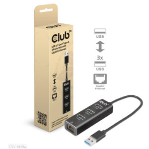 CSV1430AICE_.jpg CLUB3D HUB USB 3.2 GEN1 TYPE A 3-Ports Gigabit Ethernet