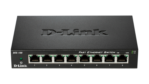 DES108.jpg D-LINK SWITCH 8 PORTE 10/100 CASE METALLICO