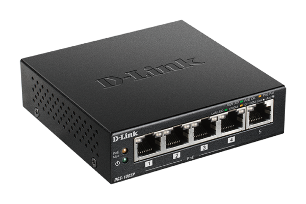 DGS1005P.png D-LINK SWITCH 5 PORTE GIGABIT POE+ DESKTOP