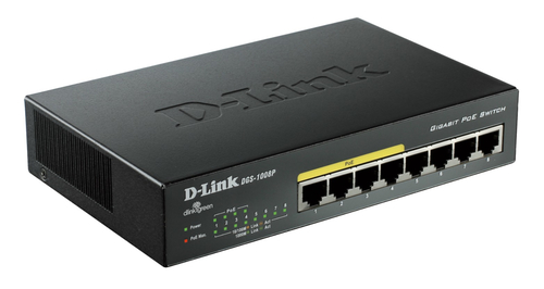 DGS1008P.jpg D-LINK SWITCH 8 PORTE GIGABIT 10/100/1000 DI CUI 4 POE