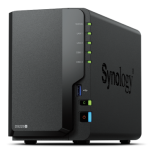 DS225ICE_.png SYNOLOGY NAS TOWER DS225+ X 2HD 3.5"/2.5" SATA2/3 - NO HD - CELERON J4125 -2GB DDR4-1P LAN RJ45 1GBE