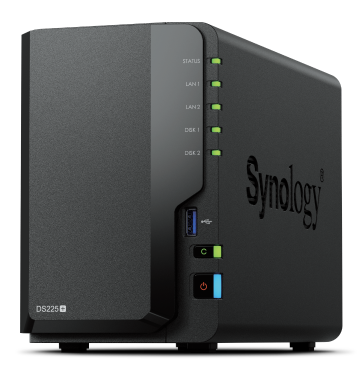 DS225ICE_.png SYNOLOGY NAS TOWER DS225+ X 2HD 3.5"/2.5" SATA2/3 - NO HD - CELERON J4125 -2GB DDR4-1P LAN RJ45 1GBE