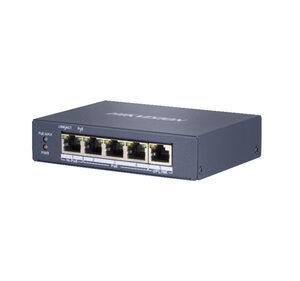 DS3E0505HPEICE_.jpg HIKVISION SWITCH 4 PORT GIGABIT UNMANAGED POE SWITCH 1 GIGABIT RJ45 UPLINK PORT, 802.3AF/AT/BT, POR