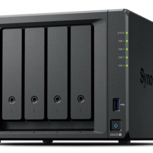 SYNOLOGY NAS TOWER 4X SATA, 2X NVME, MAX 40 CAM, CELERON J4125, 2GB RAM, 2.5GBE, USB 3.2,