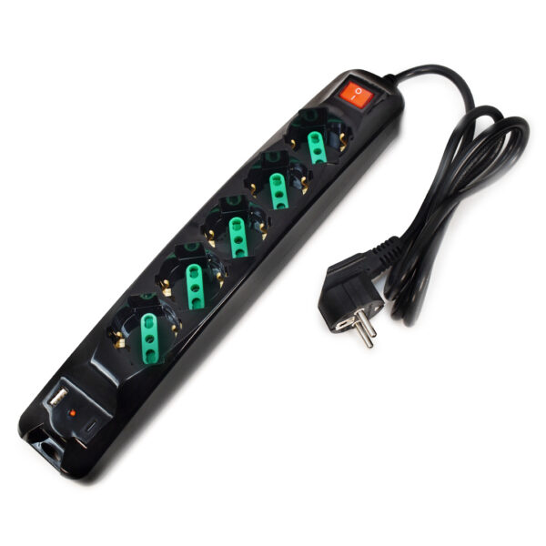 FMP5GIGUSB.jpg TECNOWARE POWER CLEANER INPUT SCHUKO - 5 OUTPUT ITA/SCHUKO + USB-A, USB-C
