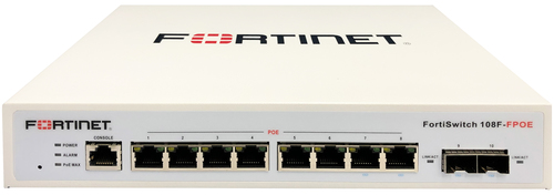 FS108FFPOEICE_.jpg FORTISWITCH-108F-FPOE SWITCH L2+ MANAGEMENT CON 8 PORTE GE + 2 P. SFP + 1 P. POE - POWER BUDGET 130W - FORTINET
