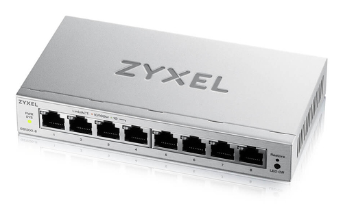 GS12008V3EU0101FICE_.jpg ZYXELSWITCH SMART MANAGED, 8 PORTE GIGABIT - EASY MANAGEMENT PER VLAN, QOS - DESIGN SENZA VENTOLE, D