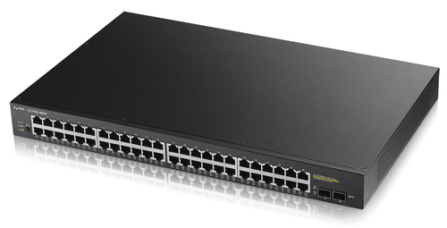 GS190048EU0102FICE_.jpg ZYXEL SWITCH MANAGED 48 PORTE GIGABIT, 2XSFP, SSENZA VENTOLE, DESKTOP/RACK