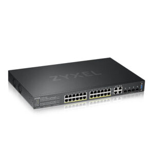 GS222028HPEU0101F.jpg ZYXEL SWITCH MANAGED LAYER 3 LITE, 24X GB POE 375W, 4 SFP, DESKTOP/RACK, NFLEX
