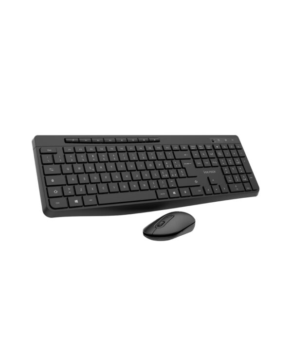 VULTECH TASTIERA E MOUSE BUNDLE, WIRELESS LOW PROFILE, TASTI FUNZIONALI, 1600DPI REGOLABILI 2,4GHZ