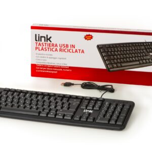 LKTAST02R.jpg LINK TASTIERA ITALIANA USB 108 TASTI COLORE NERO IN ECOPLASTICA