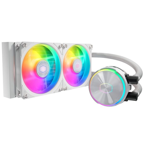 MLYD24MA23PZRW.jpg COOLER MASTER DISSIPATORE MASTERLIQUID PL240 FLUX WHITE EDITION ARGB LIQUID COOLER DISSIPATORE