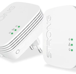 PL600MDUOICE_.jpg STRONG KIT DA DUE POWERLINE FORMATO MINI CPL 600 MBIT/S 1+1 ETHERNET - NO WIFI