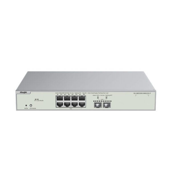 RGNBS33008MG2XSP.jpg REYEE CLOUD SWITCH MANAGED L2 MULTI-GIGABIT 8 PORTE 2,5GB POE+, 2 PORTE UPLINK 10G SFP+ - RUIJIEE