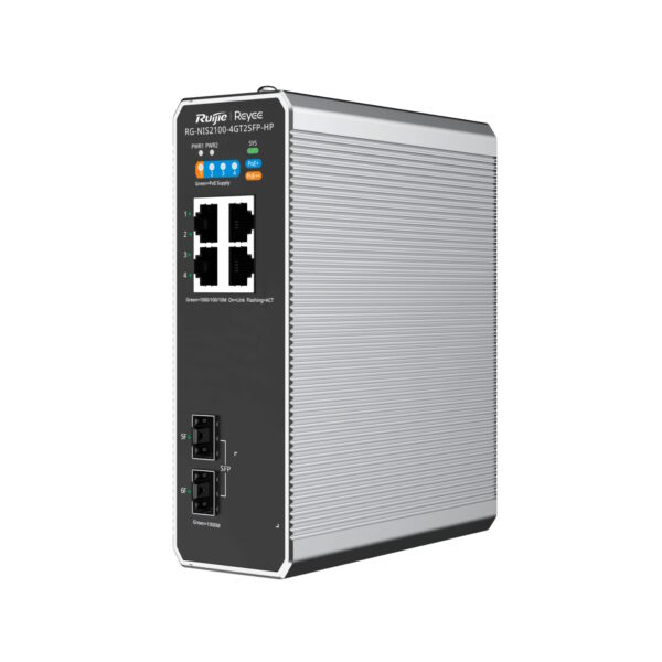 REYEE CLOUD INDUSTRIAL SWITCH L2 FULL MANAGED IP40, 4XRJ45 GIGABIT, 2XSFP, 3 P. POE+ E 1 P. POE++ - RUIJIEE