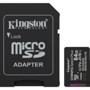 SDCS364GBICE_.jpg KINGSTON MICRO SDHC 64GB CANVAS SELECT 80R CL10 UHS-I CON ADATTATORE SD