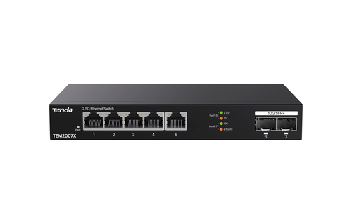 TEM2007XICE_.jpg TENDA SWITCH UNMANAGED DESKTOP, 5*2.5GE + 2*10G SFP