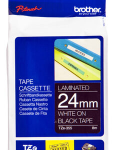TZE355ICE_.jpg BROTHER NASTRO LAMINATO DA 24MM LUNGHEZZA 8 METRI COLORE BIANCO SU FONDO NERO