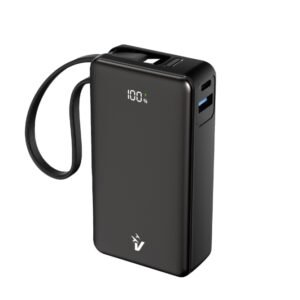 VULTECH POWERBANK CON SCHERMO LCD 10000 MAH USB E TYPE C QUICKCHARGE 35W PPS NERO, CAVO INTEGRATO