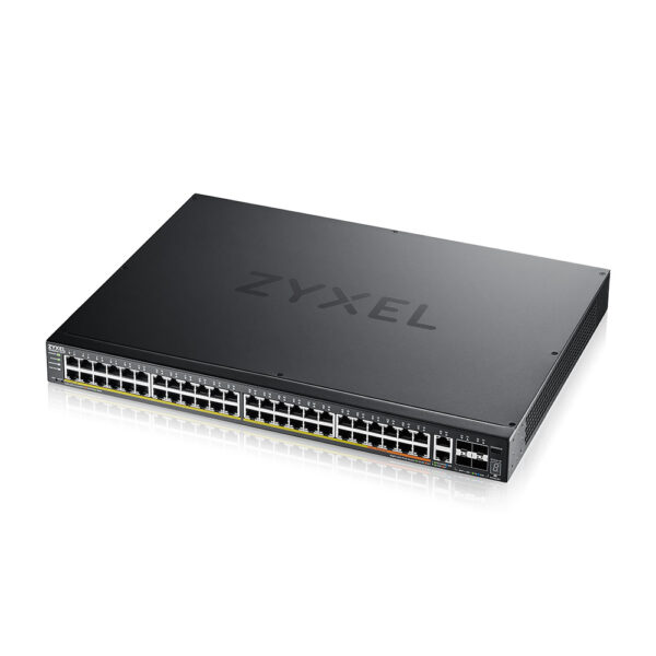 XGS222054FPEU0101F.jpg ZYXEL SWITCH MANAGED LAYER 3 LITE, 48X GBPOE , 2X 10GPOE 960W, 4 SFP+, RACK, NFLEX